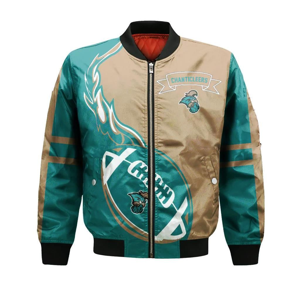 Coastal Carolina Chanticleers Bomber Jacket 3D Printed Flame Ball Pattern