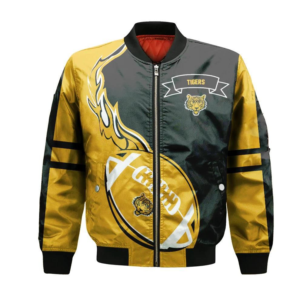 Dalhousie Tigers Bomber Jacket 3D Printed Flame Ball Pattern