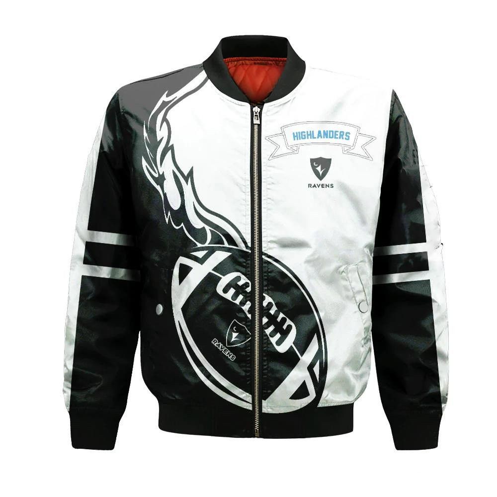 Cape Breton Highlanders Bomber Jacket 3D Printed Flame Ball Pattern