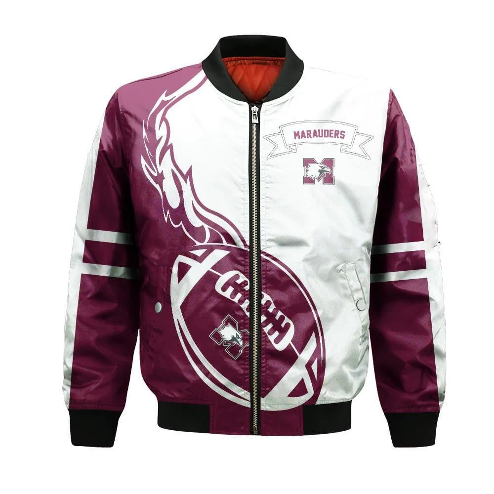 Mcmaster Marauders Bomber Jacket 3D Printed Flame Ball Pattern
