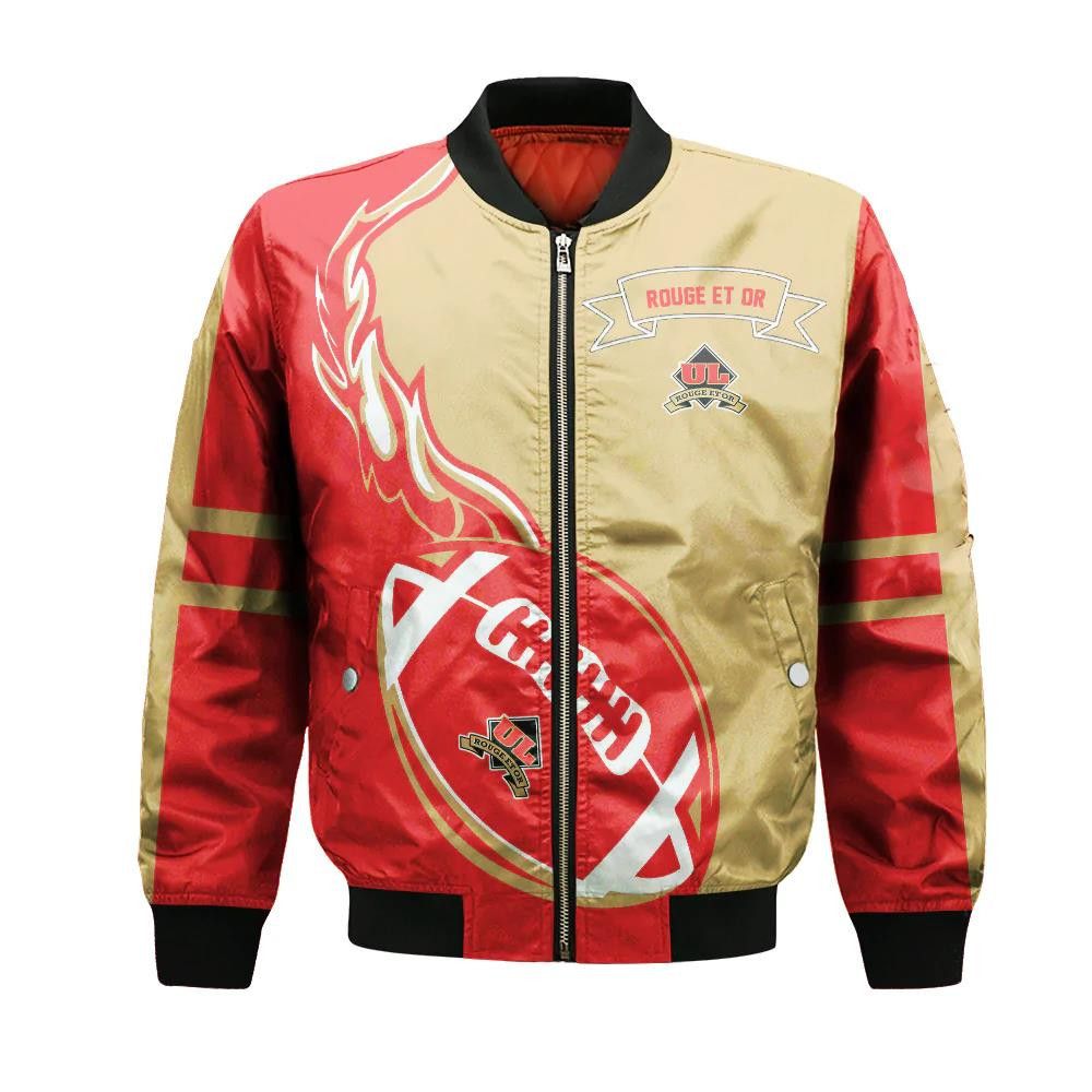 Laval Rouge Et Or Bomber Jacket 3D Printed Flame Ball Pattern