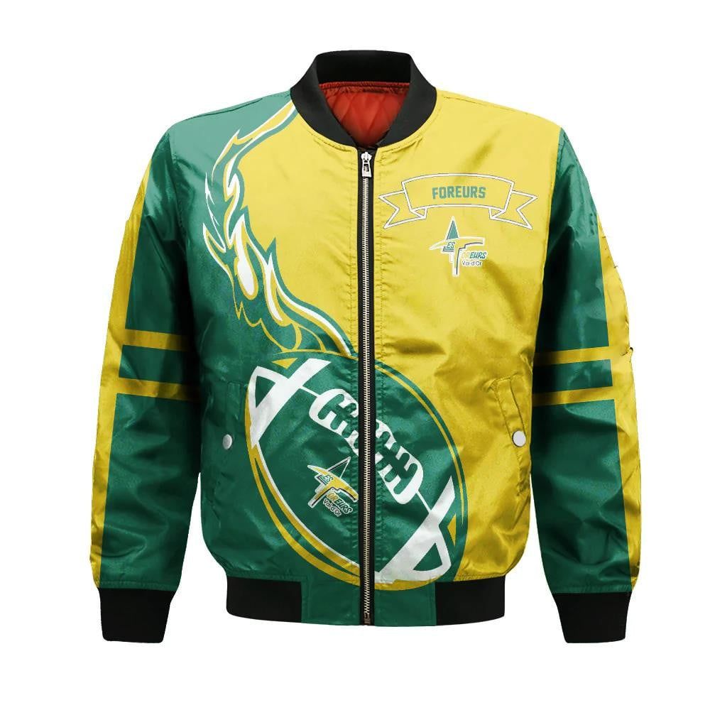 Val-D Or Foreurs Bomber Jacket 3D Printed Flame Ball Pattern
