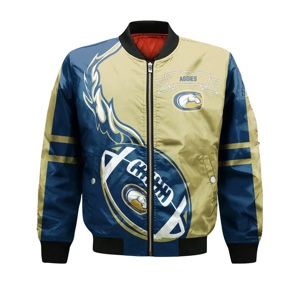 Uc Davis Aggies Bomber Jacket 3D Printed Flame Ball Pattern