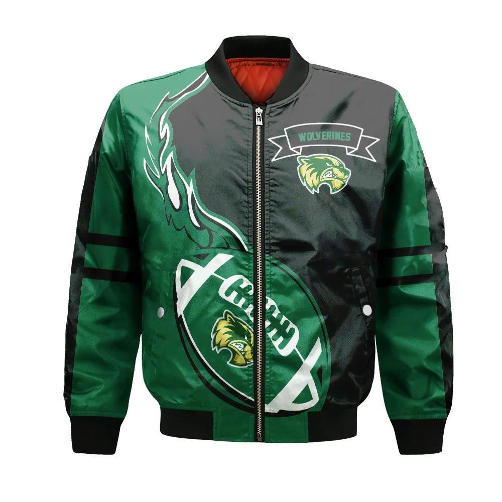 Utah Valley Wolverines Bomber Jacket 3D Printed Flame Ball Pattern