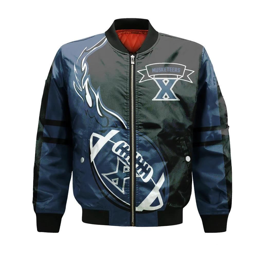 Xavier Musketeers Bomber Jacket 3D Printed Flame Ball Pattern