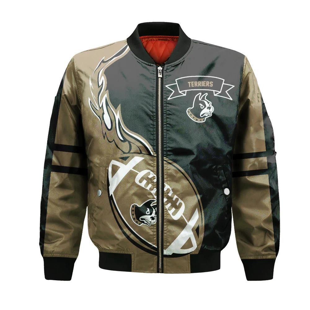 Wofford Terriers Bomber Jacket 3D Printed Flame Ball Pattern