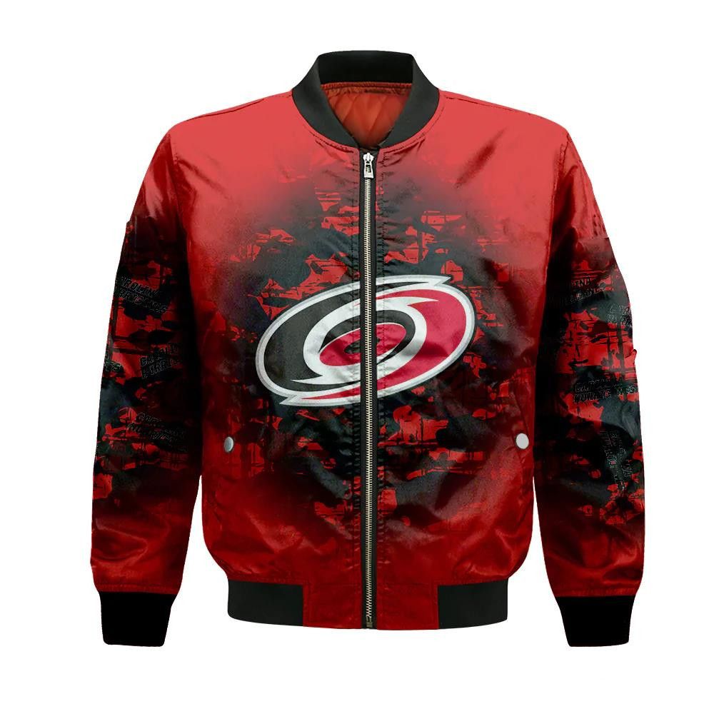 Carolina Hurricanes Bomber Jacket 3D Printed Camouflage Vintage