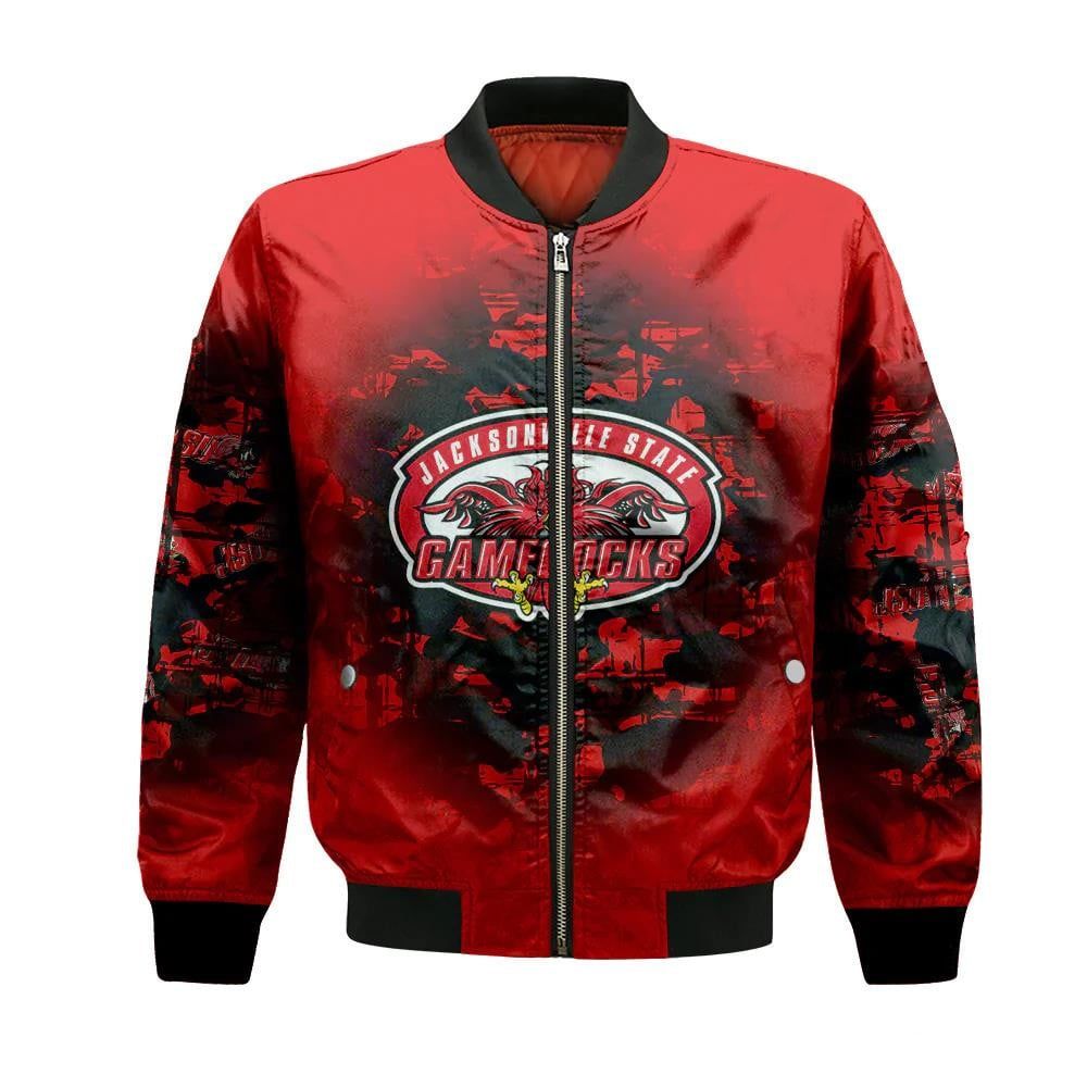 Jacksonville State Gamecocks Bomber Jacket 3D Printed Camouflage Vintage