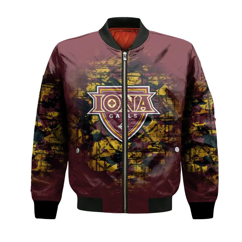 Iona Gaels Bomber Jacket 3D Printed Camouflage Vintage