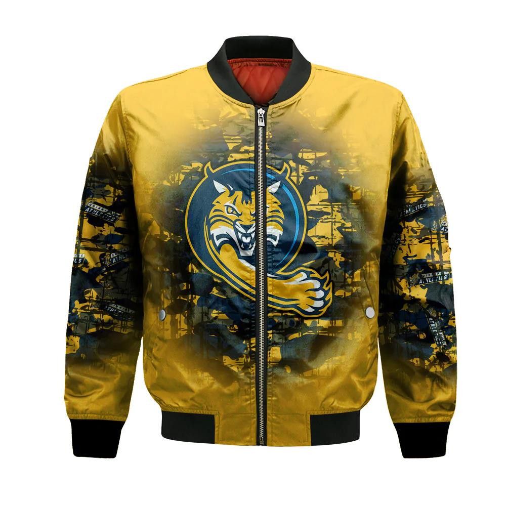 Quinnipiac Bobcats Bomber Jacket 3D Printed Camouflage Vintage