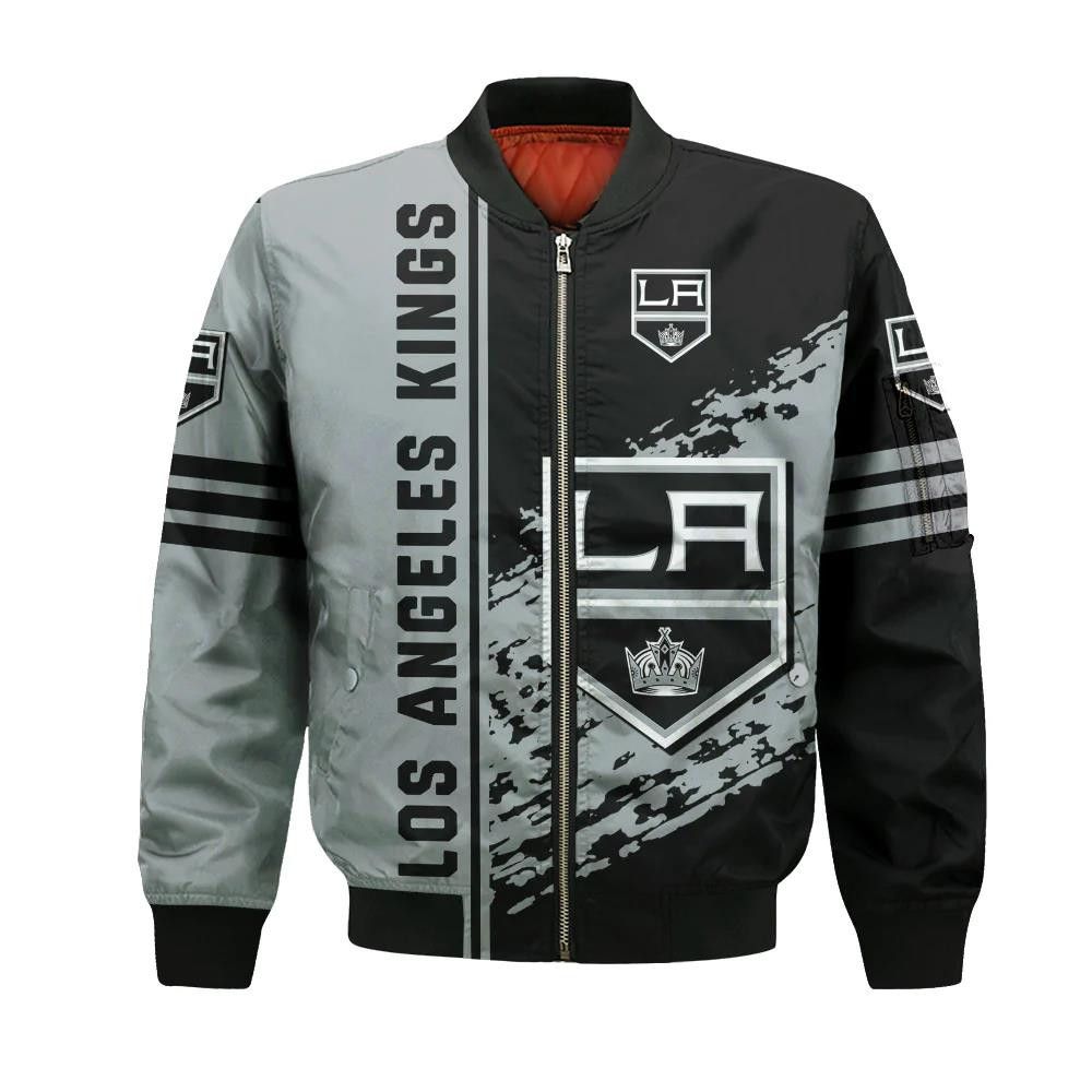 Los Angeles Kings Bomber Jacket 3D Printed Logo Pattern In Team Colours