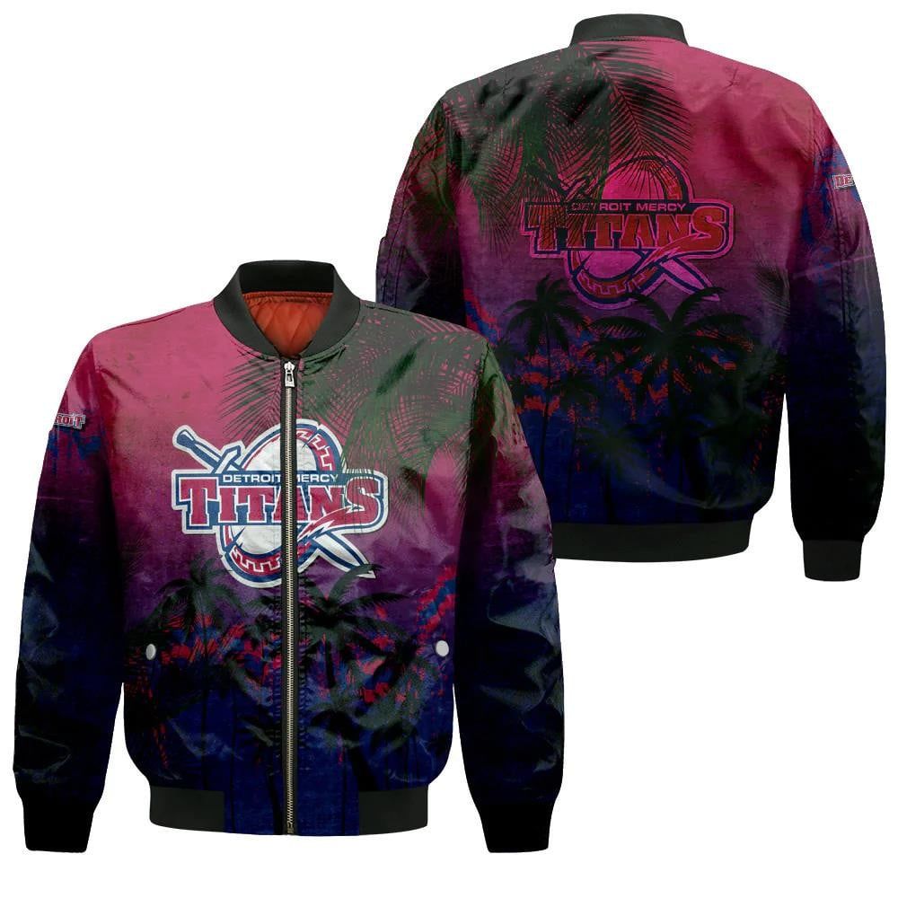 Detroit Mercy Titans Bomber Jacket 3D Printed Coconut Tree Tropical Grunge