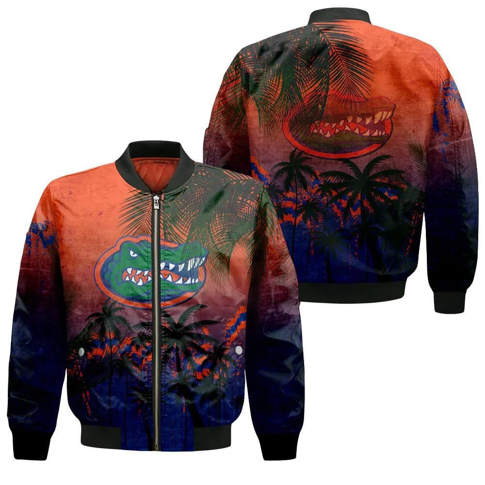 Florida Gators Bomber Jacket 3D Printed Coconut Tree Tropical Grunge