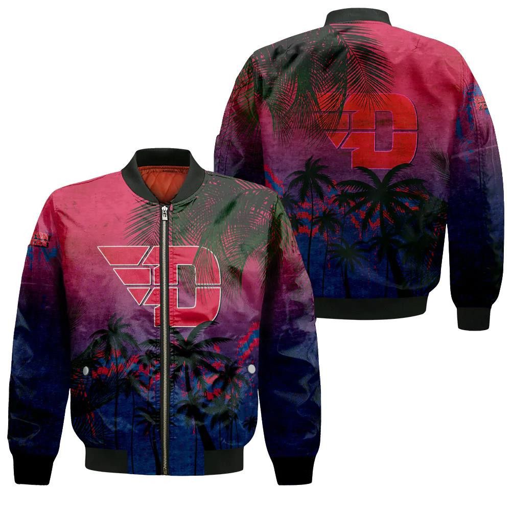 Dayton Flyers Bomber Jacket 3D Printed Coconut Tree Tropical Grunge