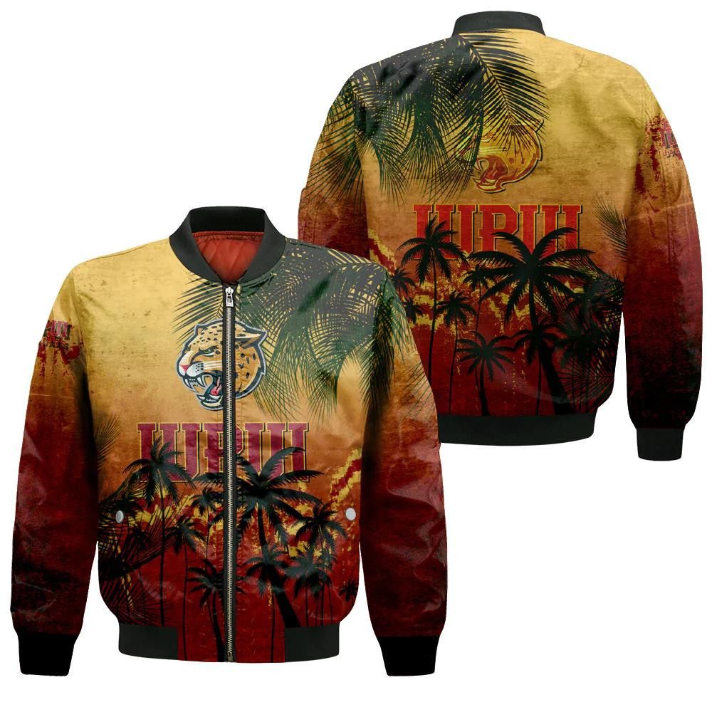 Iupui Jaguars Bomber Jacket 3D Printed Coconut Tree Tropical Grunge