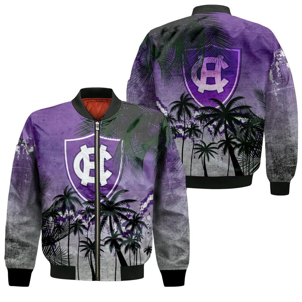 Holy Cross Crusaders Bomber Jacket 3D Printed Coconut Tree Tropical Grunge