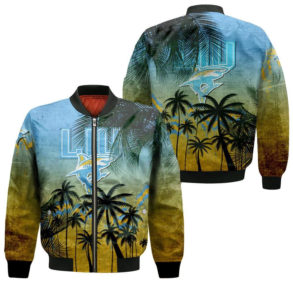 Liu Sharks Bomber Jacket 3D Printed Coconut Tree Tropical Grunge