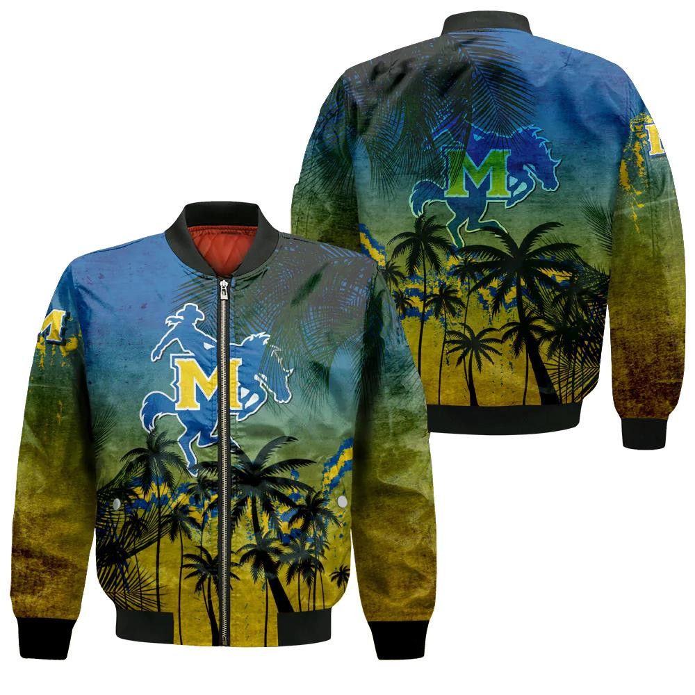 Mcneese State Cowboys Bomber Jacket 3D Printed Coconut Tree Tropical Grunge