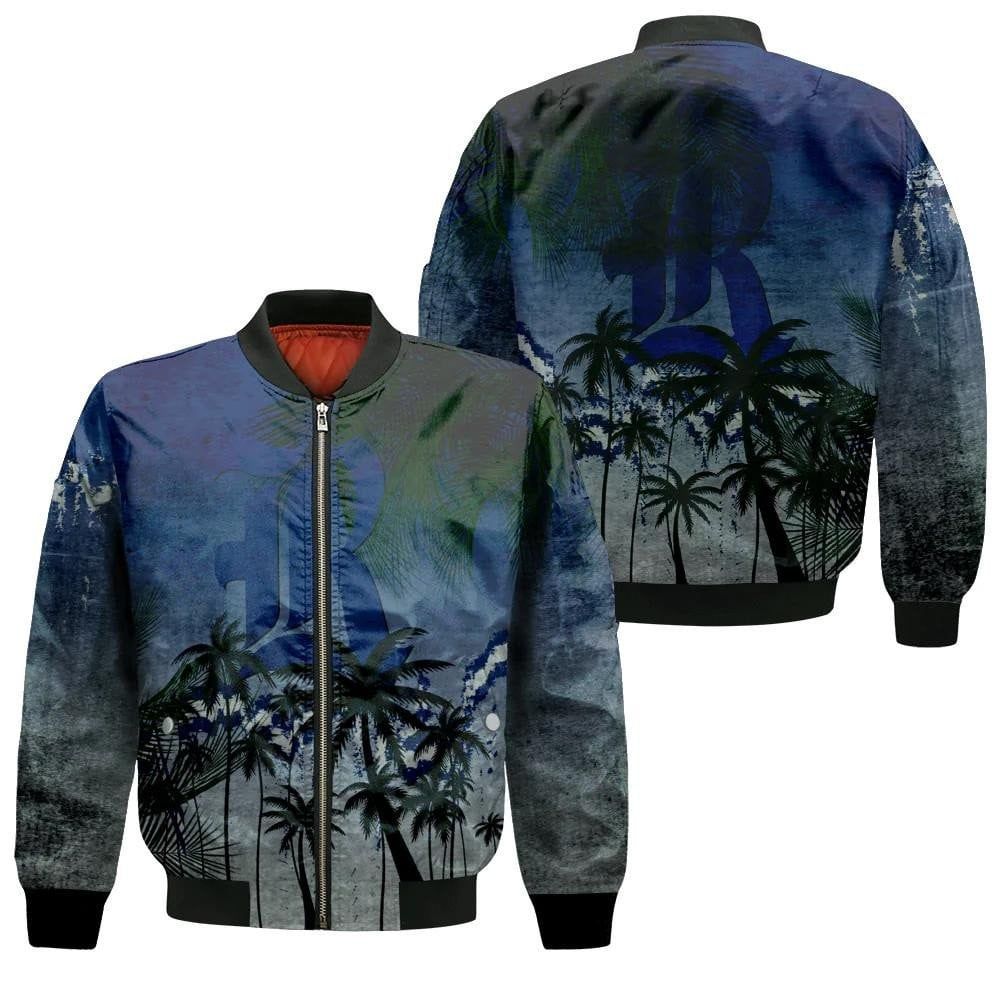 Rice Owls Bomber Jacket 3D Printed Coconut Tree Tropical Grunge