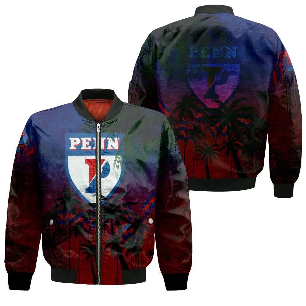 Penn Quakers Bomber Jacket 3D Printed Coconut Tree Tropical Grunge