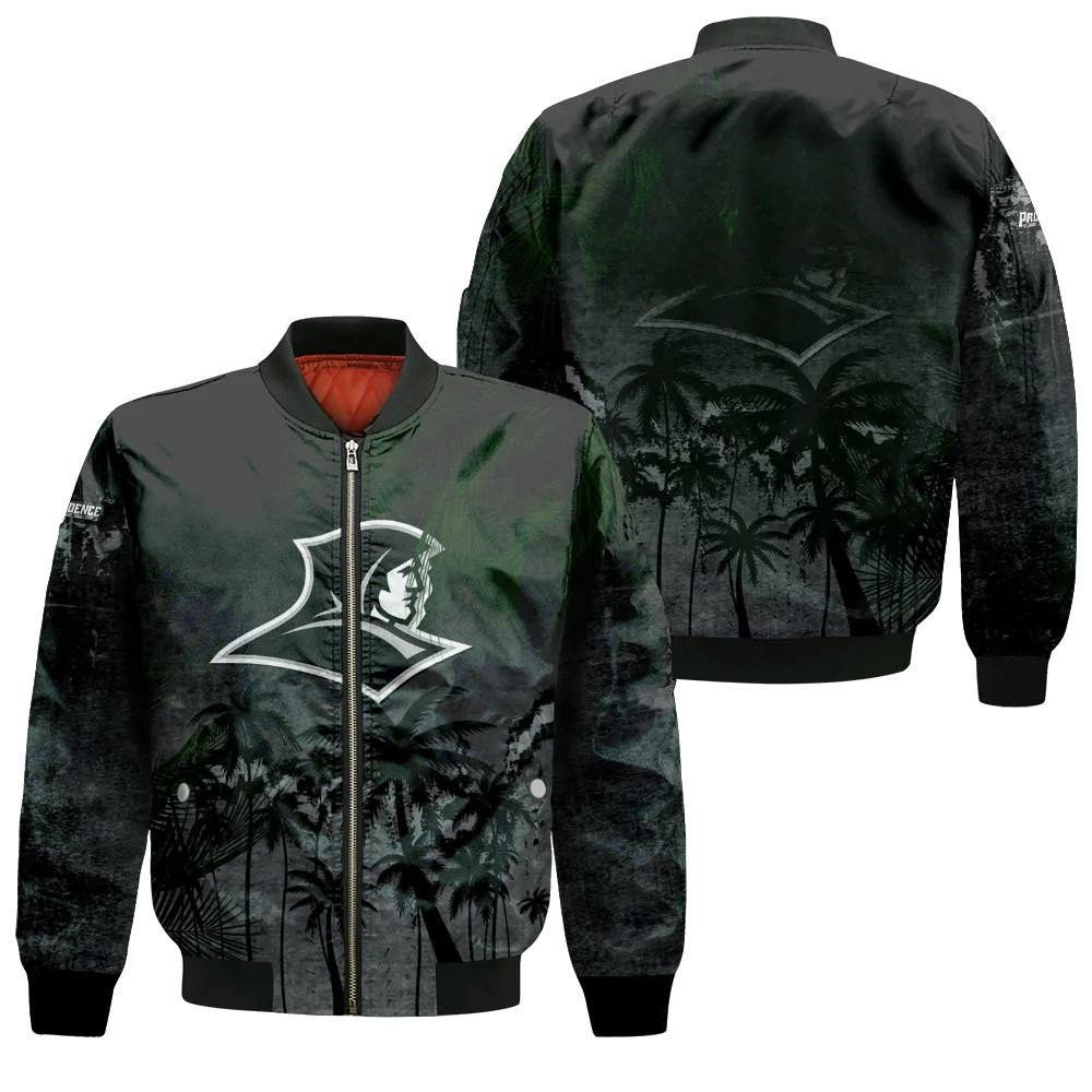 Providence Friars Bomber Jacket 3D Printed Coconut Tree Tropical Grunge