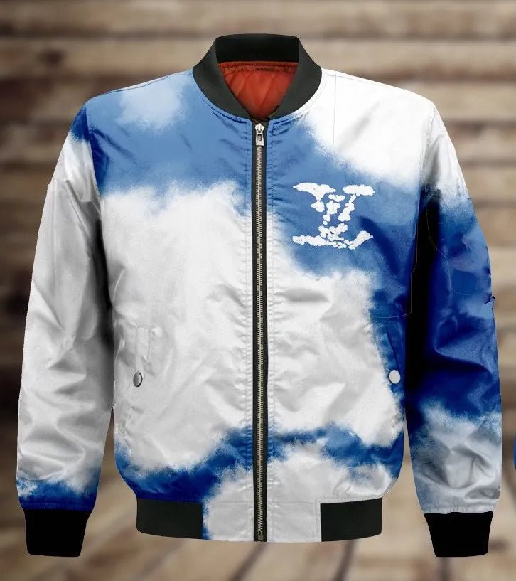 Louis Vuitton Blue White Fashion Luxury Brand Bomber Jacket For Men Women