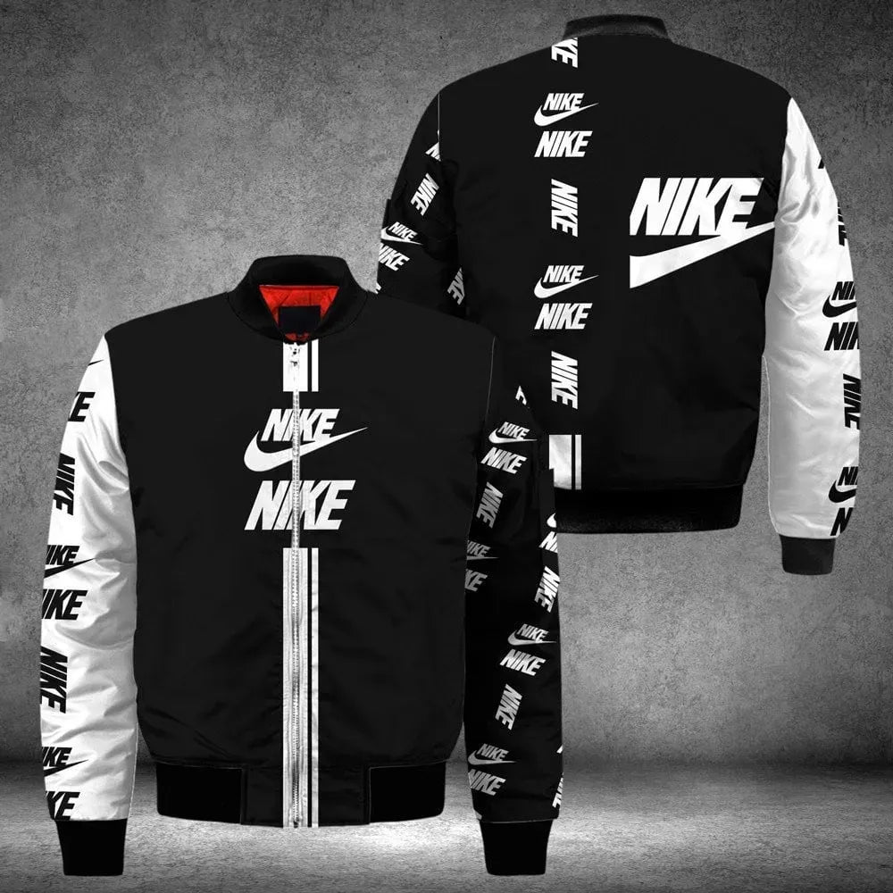 Nike Black White Luxury Brand Premium Bomber Jacket Outfit For Men Women