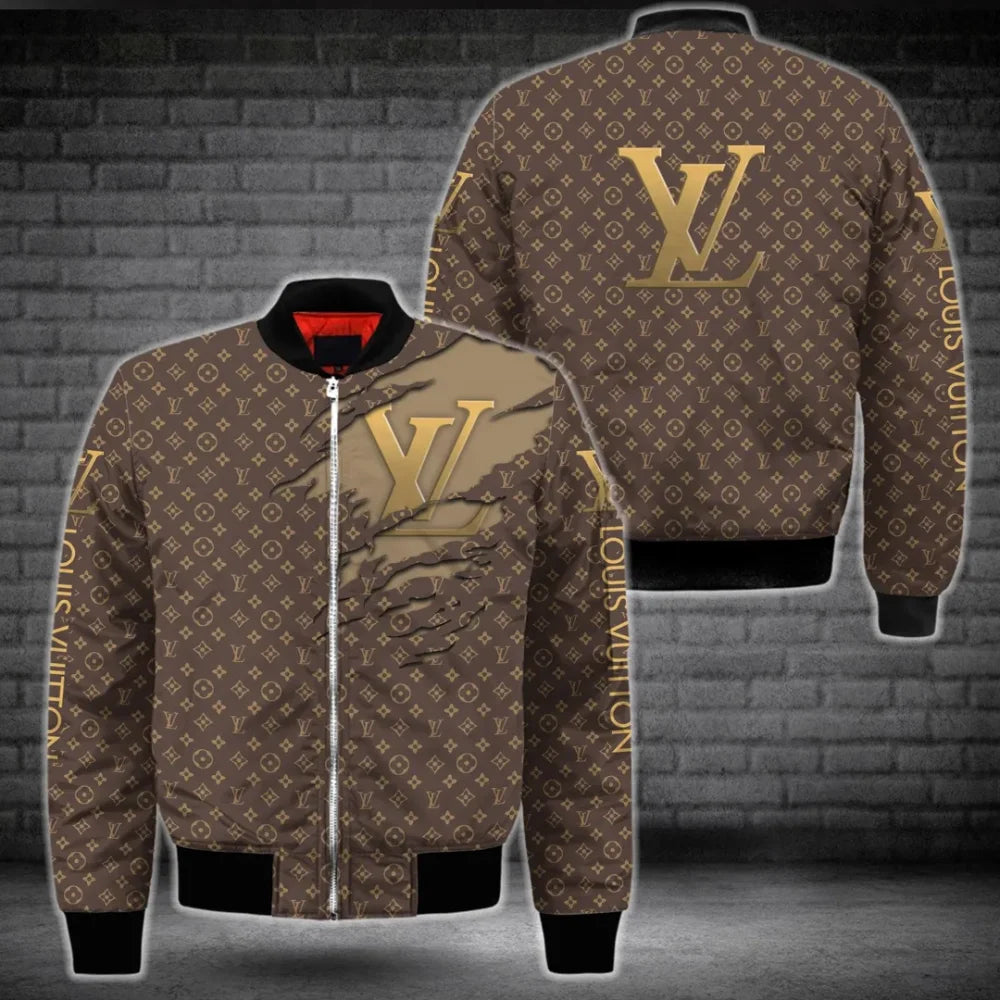 Louis Vuitton Monogram Brown Luxury Brand Premium Bomber Jacket For Men Women