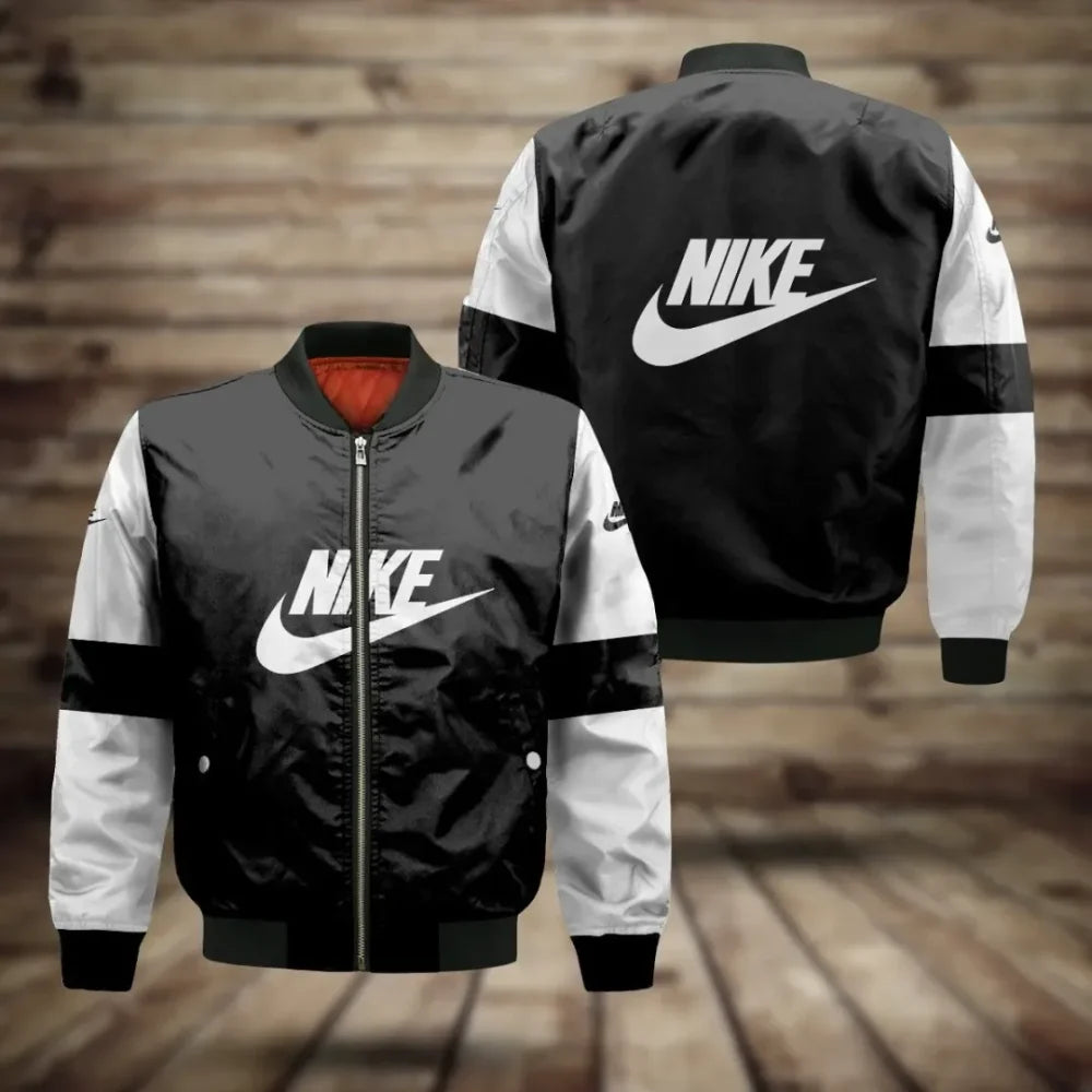 Nike Black White Luxury Brand Bomber Jacket Outfit For Men Women