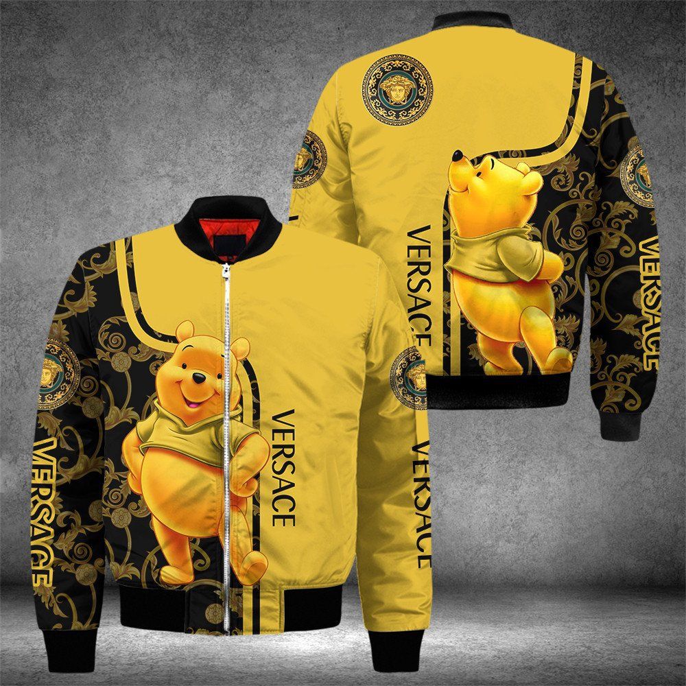 Gianni Versace Winnie The Pooh Disney Bomber Jacket Trending 2023 Luxury Brand Clothing Clothes Outfit For Men And Women