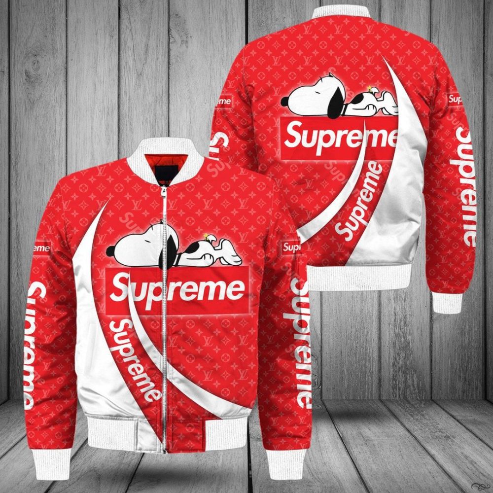Louis Vuitton Supreme Snoopy Disney Bomber Jacket Trending 2023 Lv Luxury Clothing Clothes Outfit For Men And Women