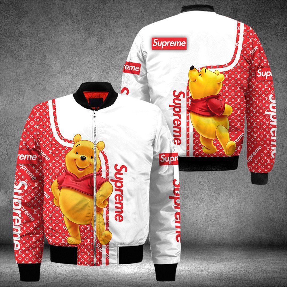 Louis Vuitton Supreme Winnie The Pooh Disney Luxury Brand Bomber Jacket For Men Women