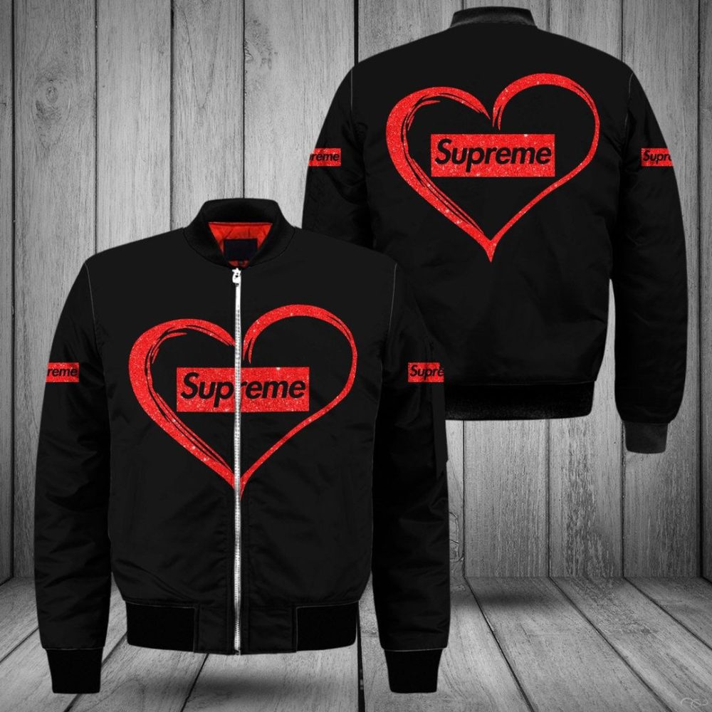 Supreme Heart Black Luxury Brand Premium Bomber Jacket For Men Women
