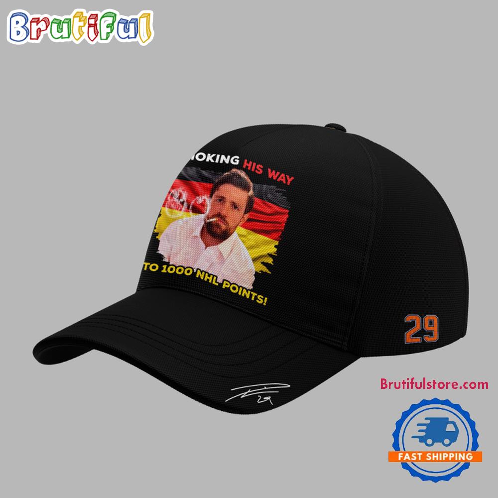 Leon Draisaitl Edmonton Oilers 1000 Career Nhl Points Black Cap