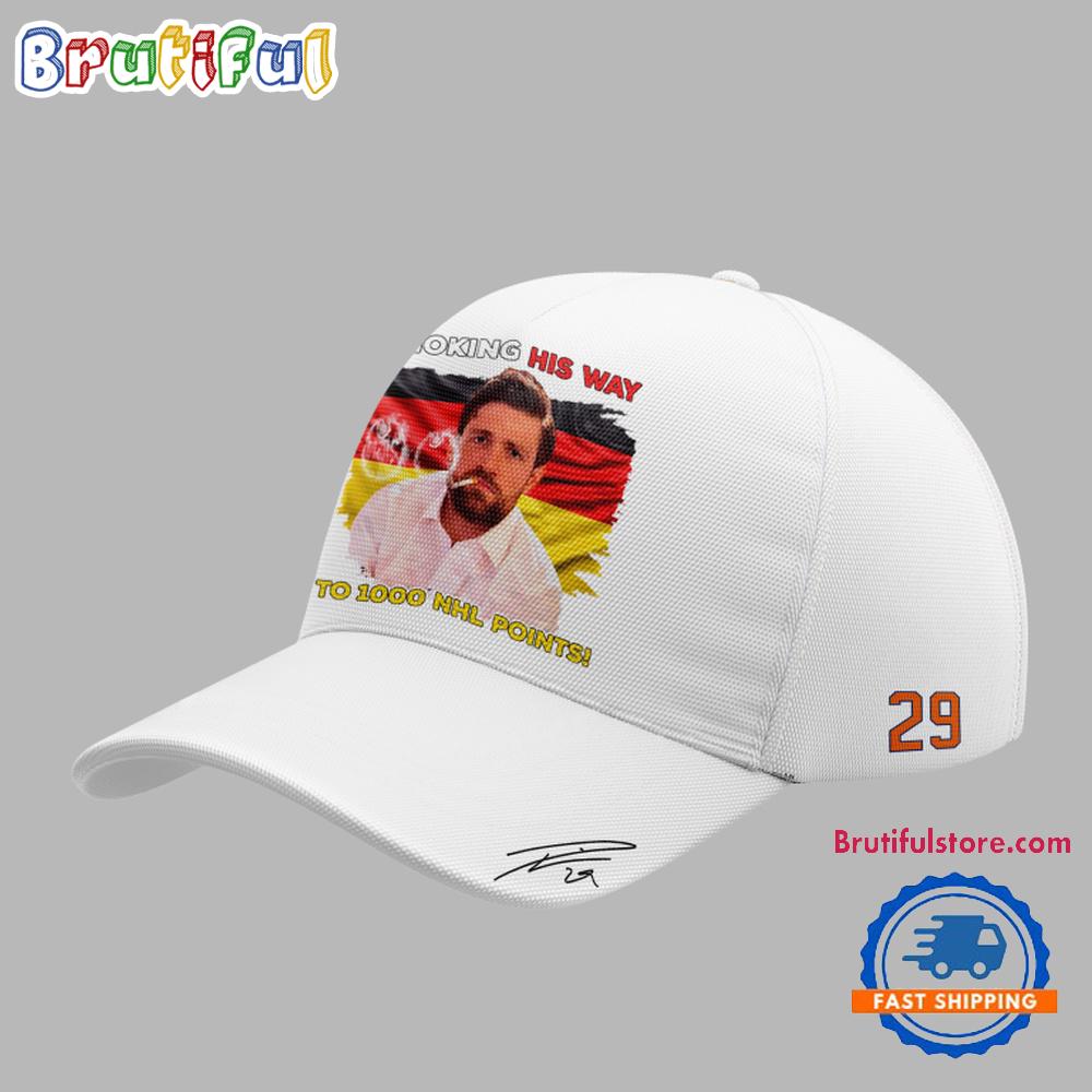 Leon Draisaitl Edmonton Oilers 1000 Career Nhl Points White Cap