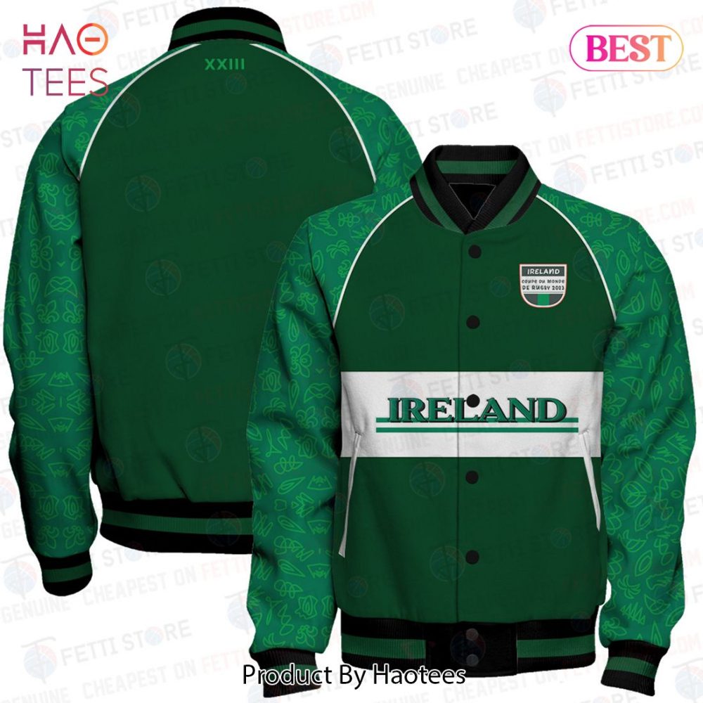 Ireland Rugby 2023 Green Varsity Jacket - Stylish &amp; Comfortable Sportswear By Haotees