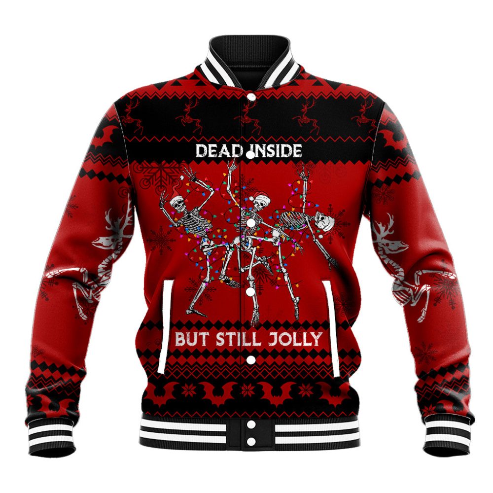 Christmas Baseball Jacket Jolly Skull Merry Creepmas Lt7