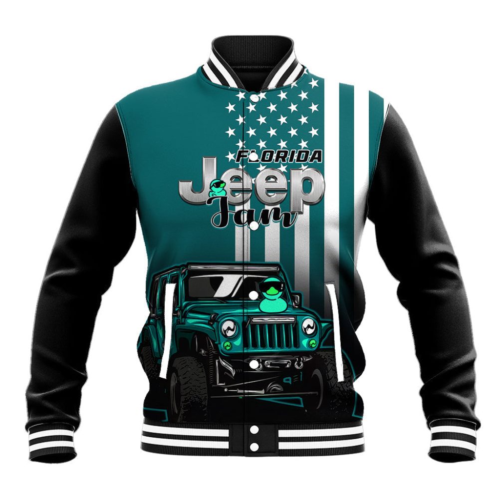 Florida Jeep Jam 2023 With Duck Baseball Jacket Turquoise Verison Lt14