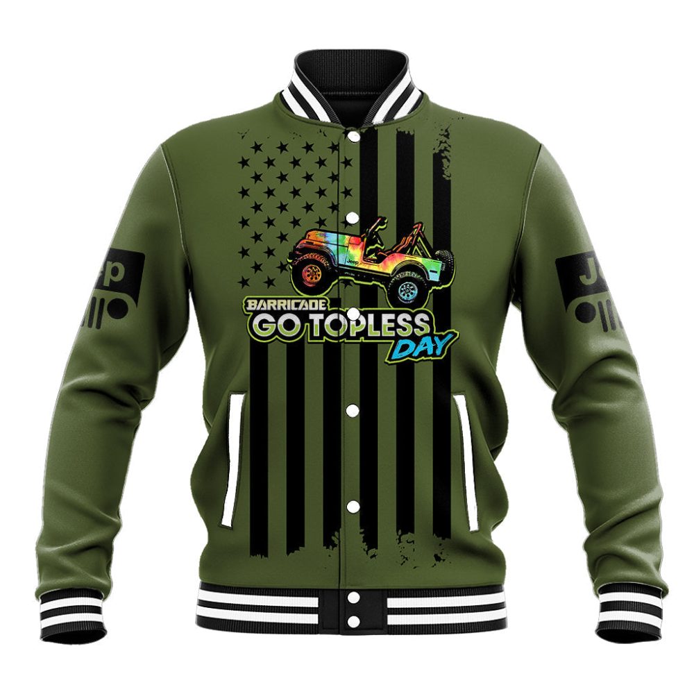 Jeep Go Topless Day 2023 Get Dirty Baseball Jacket Green Version Lt14