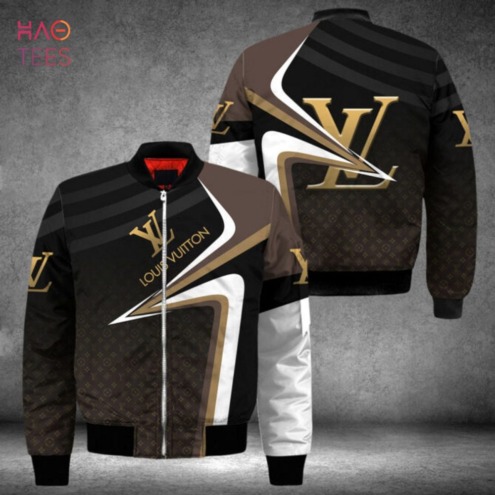 Hot Louis Vuitton Ombre Black Brown Luxury Brand Bomber Jacket Limited Edition