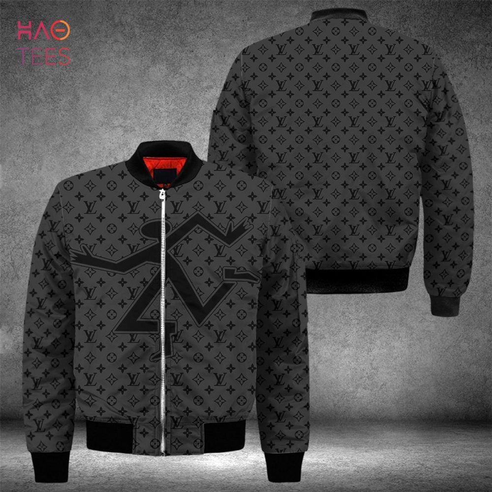 HOT Louis Vuitton Full Grey Color Luxury Brand Bomber Jacket Limited Edition