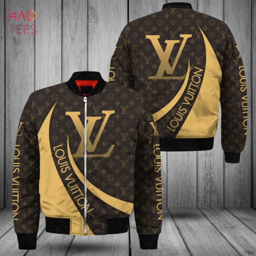 Hot Louis Vuitton Glod Mix Black Luxury Brand Bomber Jacket Limited Edition