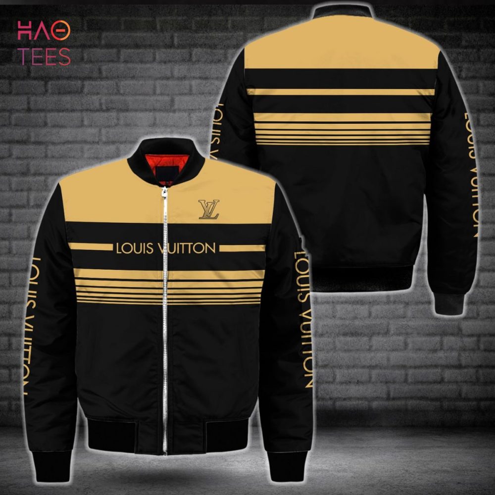 Stylish Black &amp; Gold Striped Bomber Jacket - Unisex Fashion Outerwear For Trendy Looks