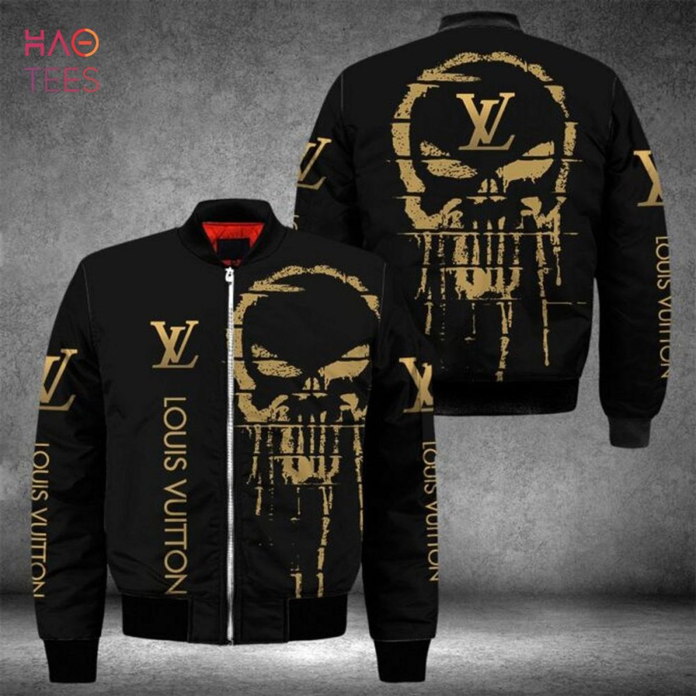 New Louis Vuitton Luxury Brand Gold Skull 3D Design Bomber Jacket Limited Edition