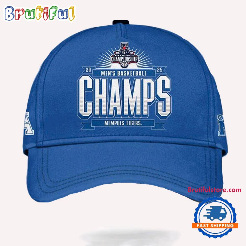 Memphis Tigers 2025 Aac Men’S Basketball Conference Tournament Champions Cap Hats