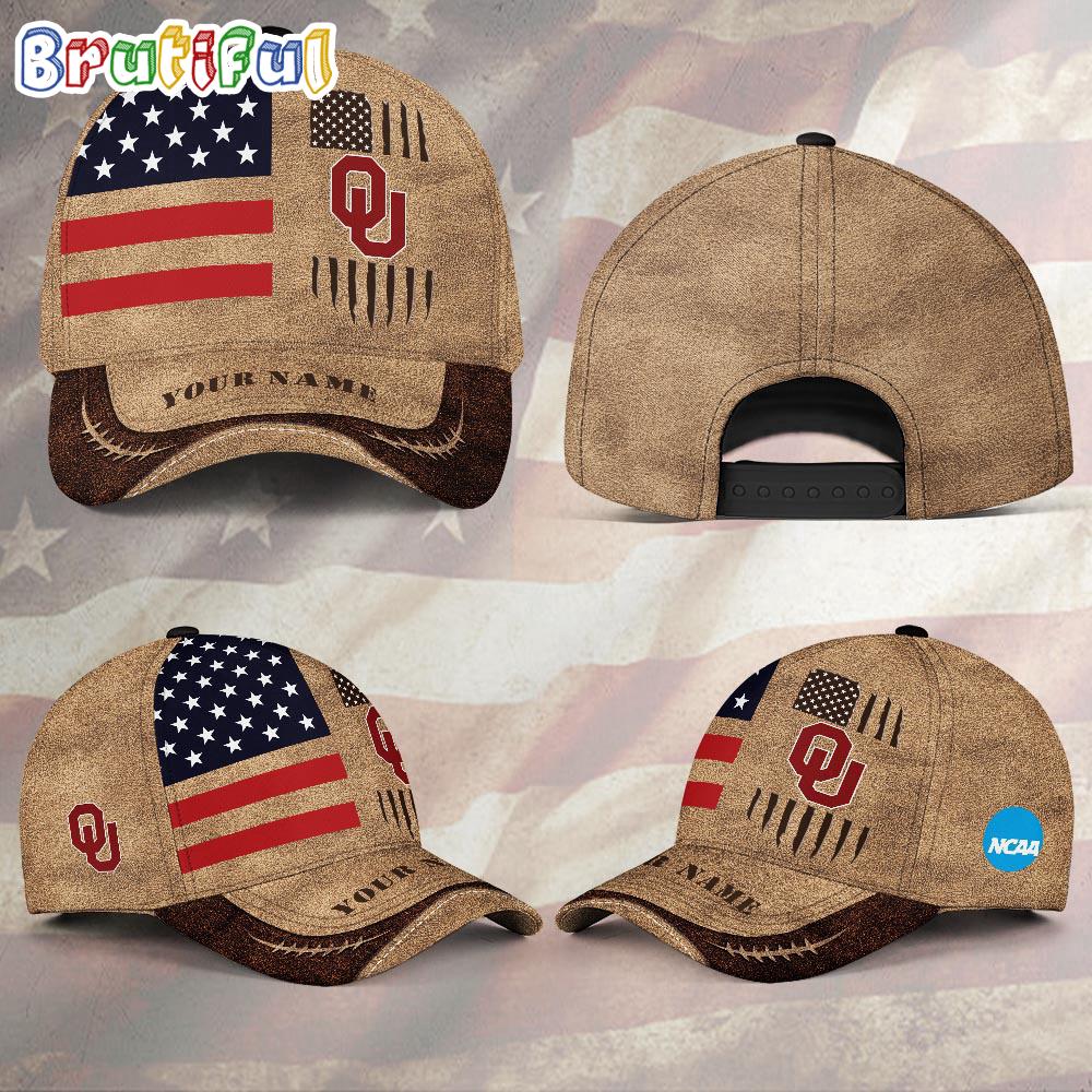 Ncaa Oklahoma Sooners Sport Team Pesonalized American Flag Baseball Cap