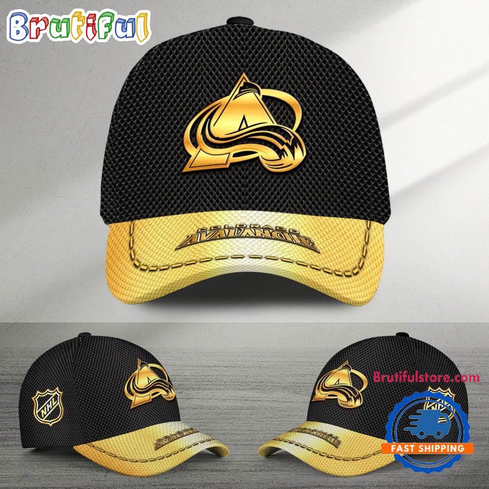 Nhl Colorado Avalanche Black And Gold Design Cap Hats