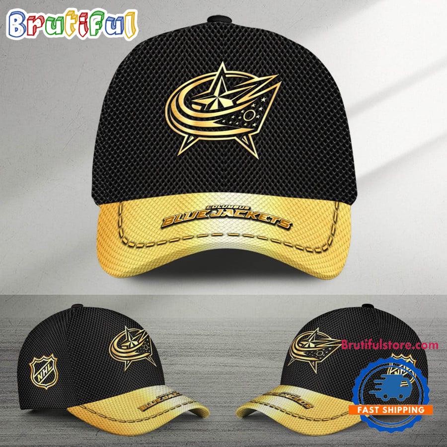 Nhl Columbus Blue Jackets Black And Gold Design Cap Hats