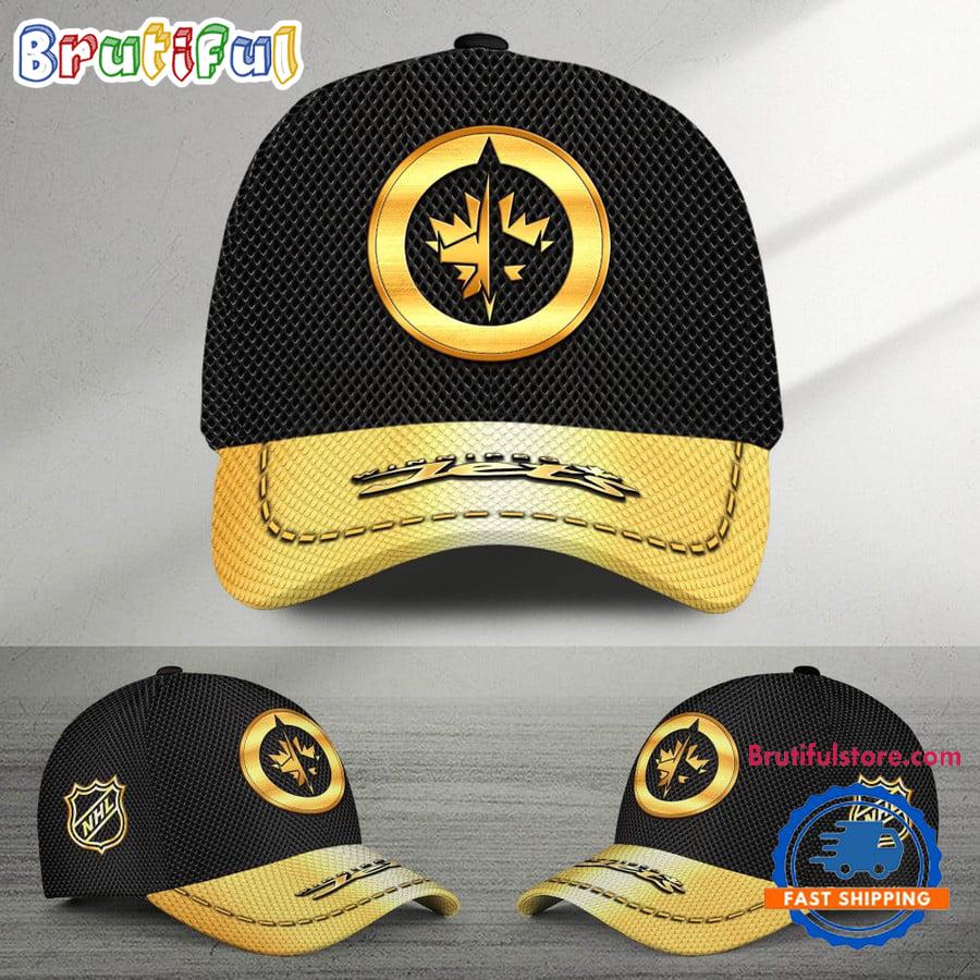 Nhl Winnipeg Jets Black And Gold Design Cap Hats