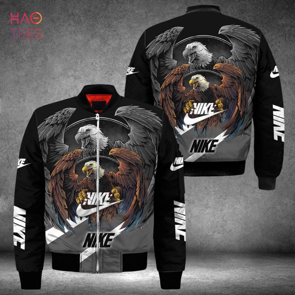 Men'S Eagle Graphic Bomber Jacket - Stylish Nike Print, Perfect For Casual Wear
